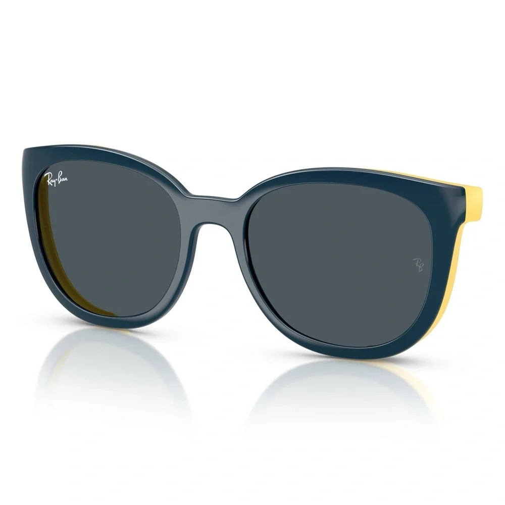 Ray-Ban Kids' 47mm Phantos Clip-On Sunglasses Dark Blue Yellow NWT